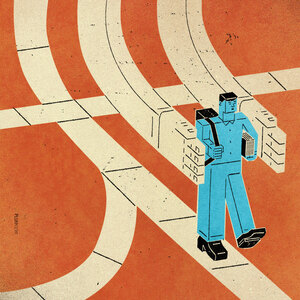 David Plunkert - Arms, Backpack, Carry, Guide, Hands, Path, Steering, Street, Traveler, Walking